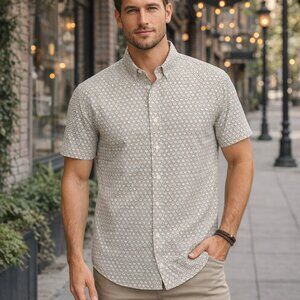 Vustra Men's SZ L Organic Cotton Uptown Button-Down Shirt Style SS22-003 NWT $90